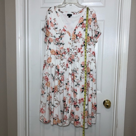 Torrid Off White Floral Print Pockets Button Down Short Sleeve Midi Dress 1/1X - Picture 16 of 16